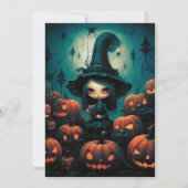 魔女の不気味なジャックオランタンのハロウィン 招待状 (裏面)