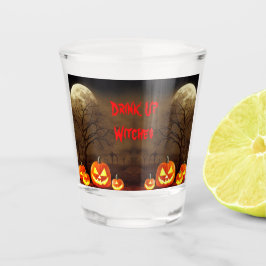 魔女の不気味なハロウィーン墓地を飲む ショットグラス