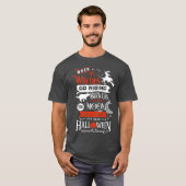魔女の乗馬と黒猫のハロウィン Tシャツ (正面フル)