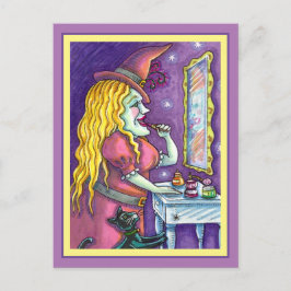 魔女の口紅、香水&爪、 ネイルポリッシュおもしろい、かわいい シーズンポストカード