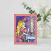 魔女の口紅、香水&爪、 ネイルポリッシュおもしろい、かわいい シーズンポストカード (スタンド正面)