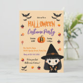 魔女の可愛いコスチューム ハロウィンパーティー 招待状 (スタンド正面)
