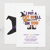 魔女の呪文ハローウィンパーティ招待状 招待状 (正面/裏面)