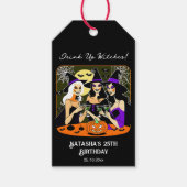魔女の大人ハロウィーン誕生日パーティーを飲む ギフトタグ (正面)