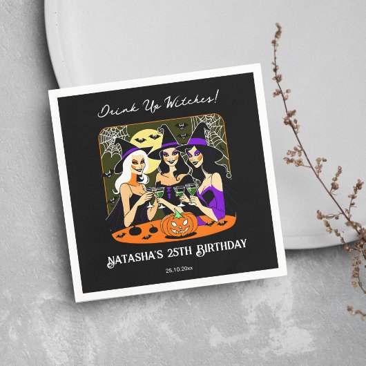 魔女の大人ハロウィーン誕生日パーティーを飲む スタンダードカクテルナプキン