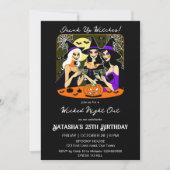 魔女の大人ハロウィーン誕生日パーティーを飲む 招待状 (正面)