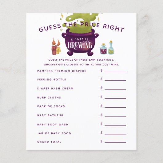 魔女の大釜の赤ちゃんシャワー価格を正しく推測 (正面)