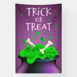 魔女の大釜を骨でトリックまたは治療 横断幕