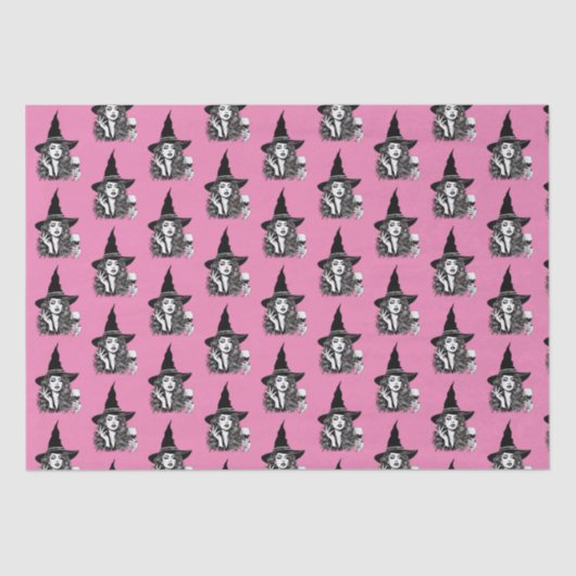 魔女の女、黒い優雅な魔女がワインを手に 薄葉紙 (正面)