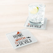 魔女の家と彼女の小さな悪魔ハロウィーン ガラスコースター (アングル)