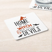 魔女の家と彼女の小さな悪魔ハロウィーン スクエアペーパーコースター (アングル)