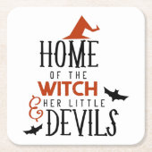 魔女の家と彼女の小さな悪魔ハロウィーン スクエアペーパーコースター (正面)