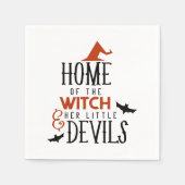 魔女の家と彼女の小さな悪魔ハロウィーン スタンダードカクテルナプキン (正面)