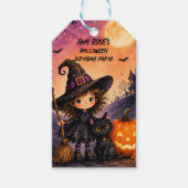 魔女の少女 ハロウィン 誕生日パーティー お礼 ギフトタグ (正面)