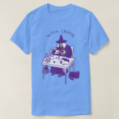 魔女の工芸魔術ハロウィンブラック不気味キャット Tシャツ (デザイン正面)