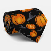 魔女の帽子とこうもりとカボチャのネックタイ ネクタイ (ロール)