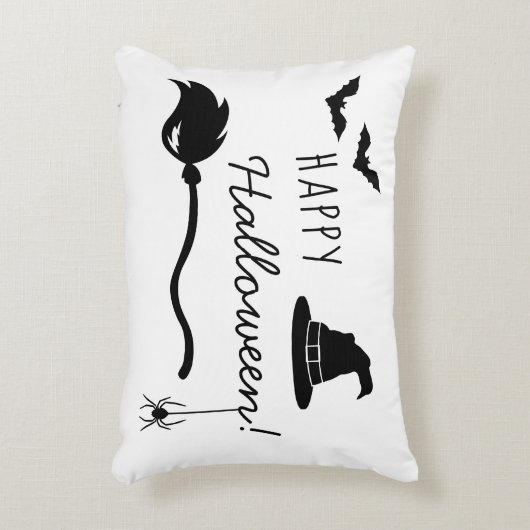 魔女の帽子とクモとこうもりのハロウィン アクセントクッション (正面(垂直))