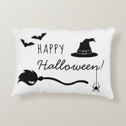 魔女の帽子とクモとこうもりのハロウィン アクセントクッション (裏面)
