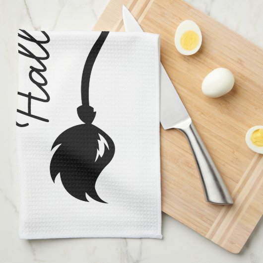 魔女の帽子とクモとこうもりのハロウィン キッチンタオル (四つ折り)