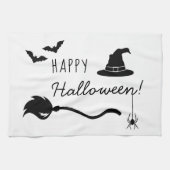 魔女の帽子とクモとこうもりのハロウィン キッチンタオル (横)