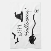 魔女の帽子とクモとこうもりのハロウィン キッチンタオル (縦)