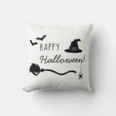 魔女の帽子とクモとこうもりのハロウィン クッション (正面)