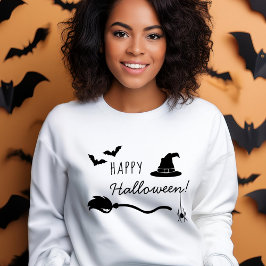 魔女の帽子とクモとこうもりのハロウィン スウェットシャツ