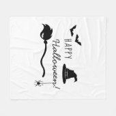 魔女の帽子とクモとこうもりのハロウィン フリースブランケット (正面(横))