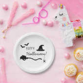 魔女の帽子とクモとこうもりのハロウィン ペーパープレート (パーティー)