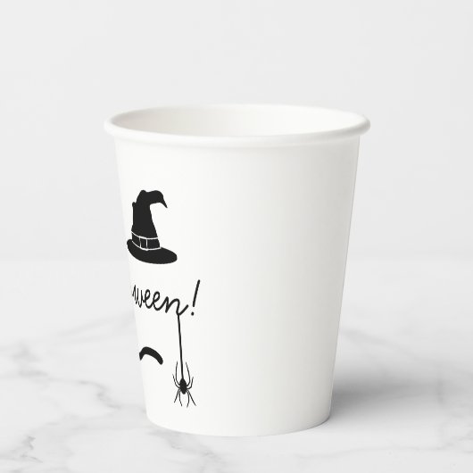 魔女の帽子とクモとこうもりのハロウィン 紙コップ (裏面)