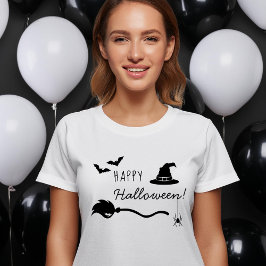 魔女の帽子とクモとこうもりのハロウィン Tシャツ