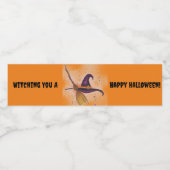 魔女の帽子とハロウィンの箒 ペットボトルラベル (シングルラベル)