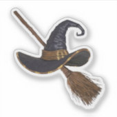 魔女の帽子とブローチ シール (正面)