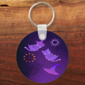 魔女の帽子と星がついた紫色の子猫 キーホルダー (正面)