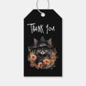 魔女の帽子にかわいい黒猫ありがとう ギフトタグ (正面)