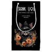 魔女の帽子にかわいい黒猫パーティーありがとう スモールペーパーバッグ (正面)