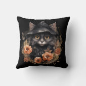 魔女の帽子にかわいい黒猫 クッション (裏面)