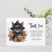 魔女の帽子にかわいい黒猫 サンキューカード (スタンド正面)