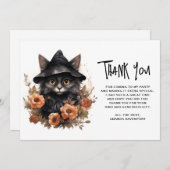 魔女の帽子にかわいい黒猫 サンキューカード (正面/裏面)