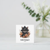 魔女の帽子にかわいい黒猫 スクエア名刺 (スタンド正面)