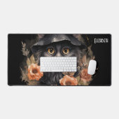 魔女の帽子にかわいい黒猫 デスクマット (キーボード&マウス)