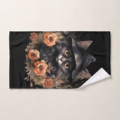 魔女の帽子にかわいい黒猫 バスタオルセット (ハンドタオル)