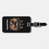 魔女の帽子にかわいい黒猫 ラゲッジタグ (正面横)