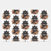 魔女の帽子にかわいい黒猫 ラッピングペーパーシート (正面3)