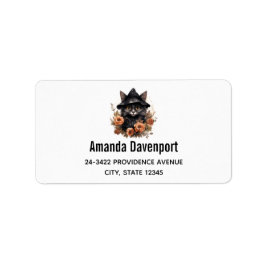 魔女の帽子にかわいい黒猫 ラベル