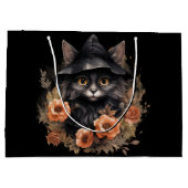 魔女の帽子にかわいい黒猫 ラージペーパーバッグ (裏面)