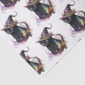 魔女の帽子に黒い猫ホワイトハロウィーン 薄葉紙 (詳細)