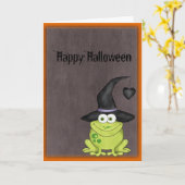 魔女の帽子のカエル カード (黄色い花)