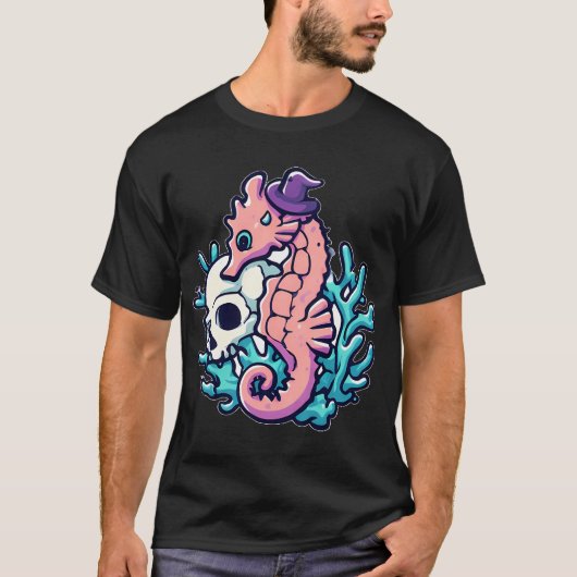 魔女の帽子のタツノオトシゴ Tシャツ (正面)