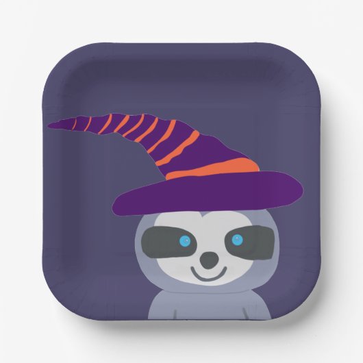 魔女の帽子のハロウィーンスロース ペーパープレート (正面)